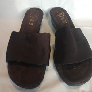 Brown slip on sandals size 7 1/2 women